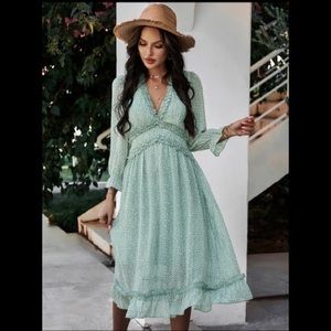 BOHO CHEETAH PRINT SHEER RUFFLE LINED DRESS